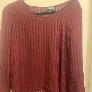 The limited sheer burgundy blouse with matching stripes size S